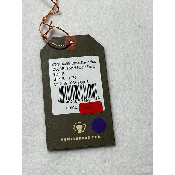 Howler Brothers Bros Vest Mens Small Chisos Fleece Sherpa Forest Leaf Print NWT - Picture 8 of 10